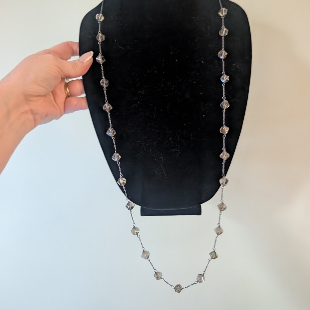Vintage Grey Glass Beaded Necklace